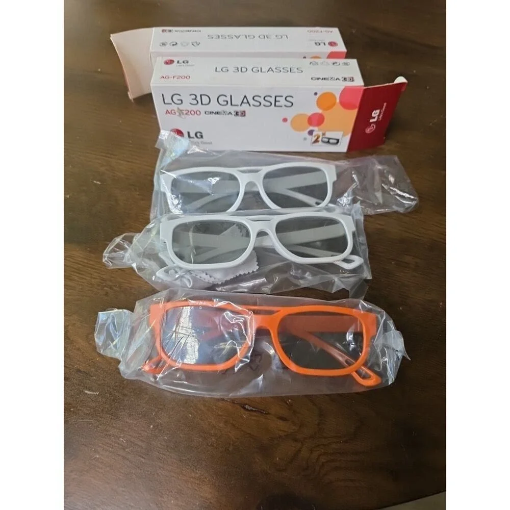 LG AG-F210 Cinema 3D Glasses‎ Black lot of 3 New White Orange